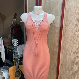 Ambiance Lace-Up pink Midi Dress